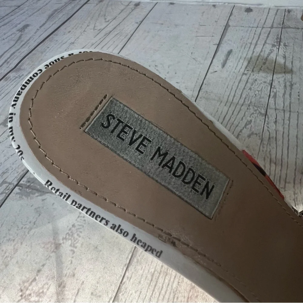 Vintage Steve Madden Y2K Size 10 Newspaper News Print Heels Clear Slide Shoes - Picture 6 of 16